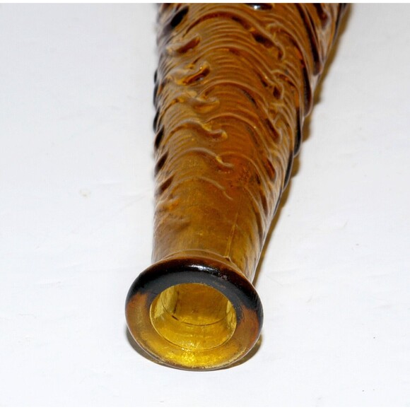 Vintage Empoli Amber Wave Genie Bottle Decanter Italy Mid Century Modern Glass - Picture 9 of 10